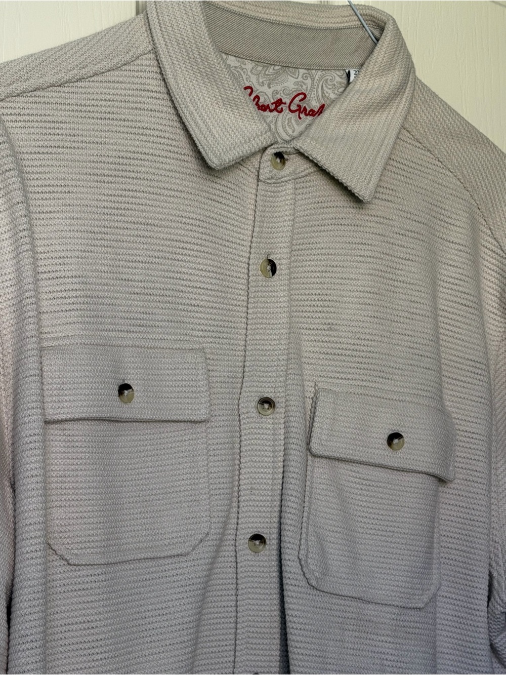 Robert Graham Cream Ribbed Button-Down Shirt Jacket - Picture 3 of 6